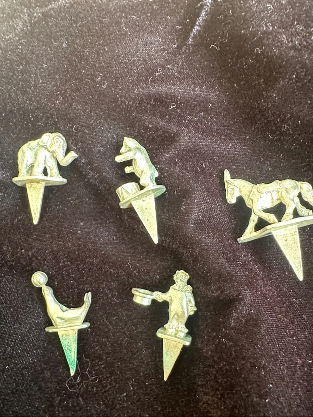 Vintage Pewter Animal and Circus Figure Cake Toppers - Set of 5